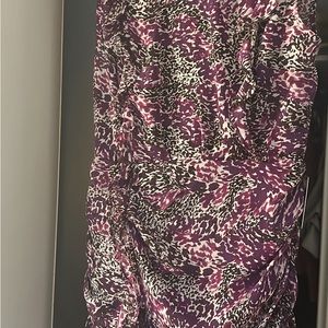 Express Purple/Cream ruffle dress